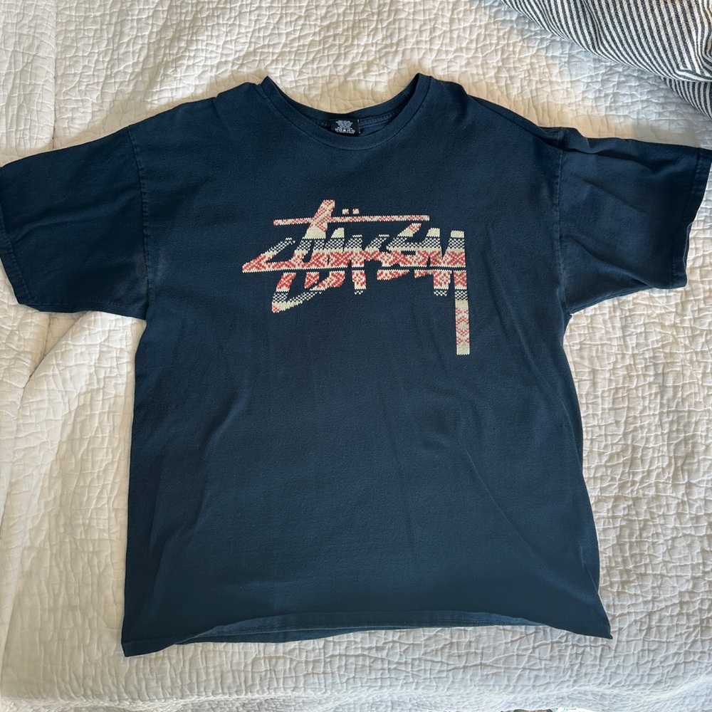 Vintage Stussy Men’s Navy Graphic T-Shirt XL